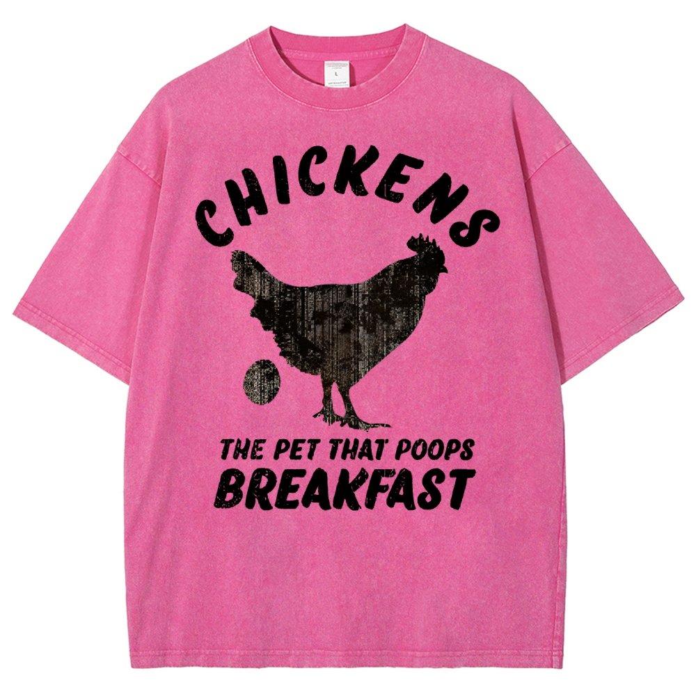 Chickens Poop Breakfast Vintage Distressed T-shirt