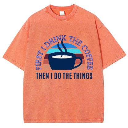 First the Coffee Vintage Distressed T-shirt