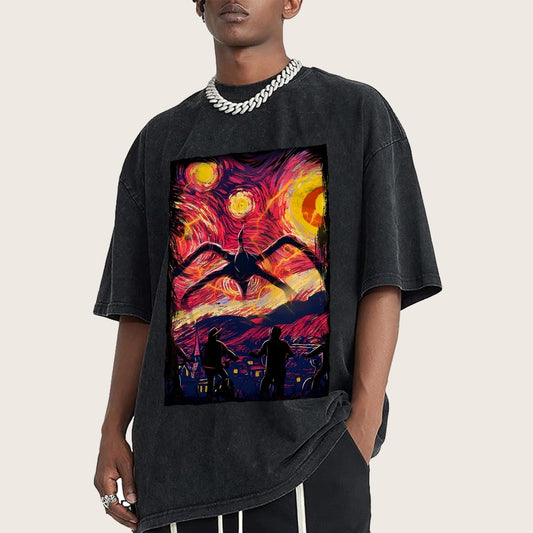 Monster In Starry Night Vintage Distressed T-shirt