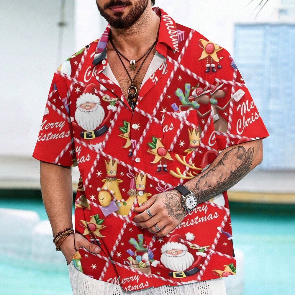 Merry Christmas Pattern Print Geeky Shirt