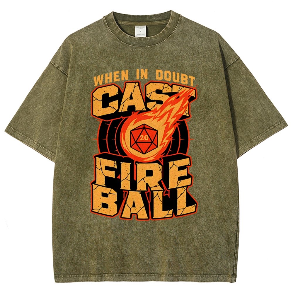 RPG Cast Fireball Quote Vintage Distressed T-shirt