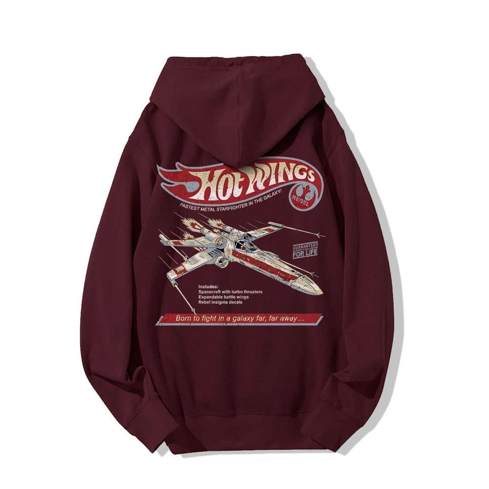 Hot Wings Rebel Printed Back Unisex Cotton Hoodie