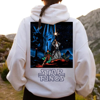 Star Rings Printed Back Cotton Hoodie