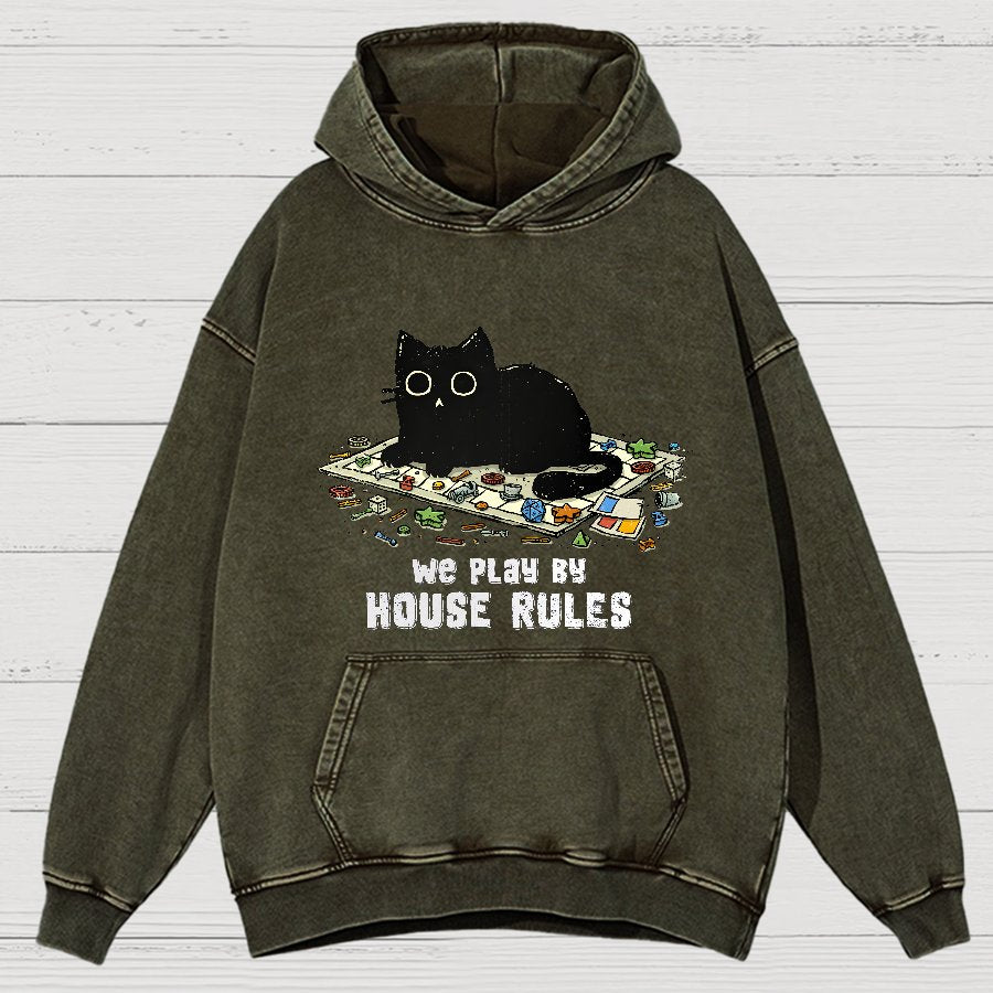We Play By House Rules Vintage Distressed Hoodie
