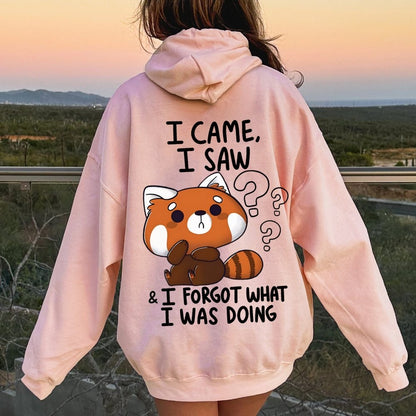 Forgetful Red Panda Printed Back Unisex Cotton Hoodie