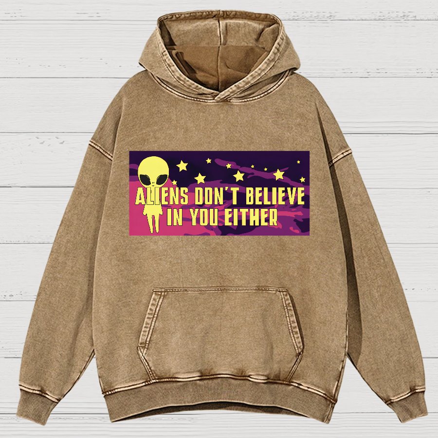 Mysterious Beings Don't Believe In You Either Vintage Distressed Hoodie