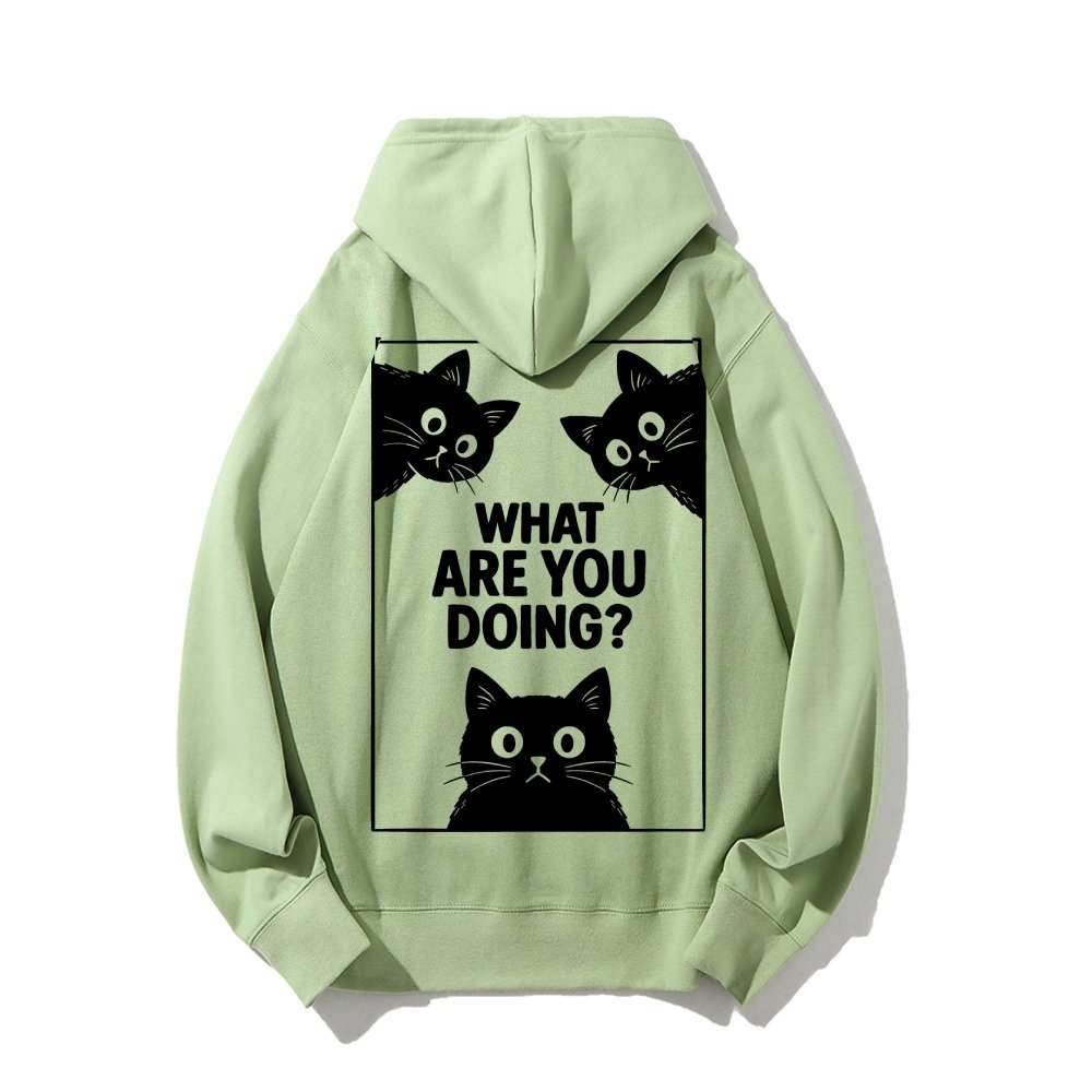 What Are You Doing Printed Back Unisex Cotton Hoodie