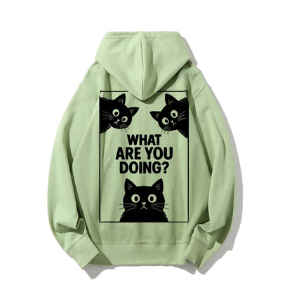 What Are You Doing Printed Back Unisex Cotton Hoodie