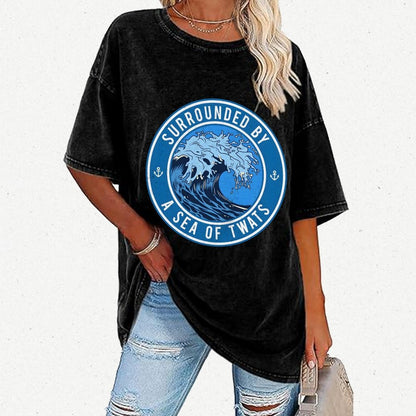 Surrounded By A Sea Of Twats Vintage Distressed T-shirt