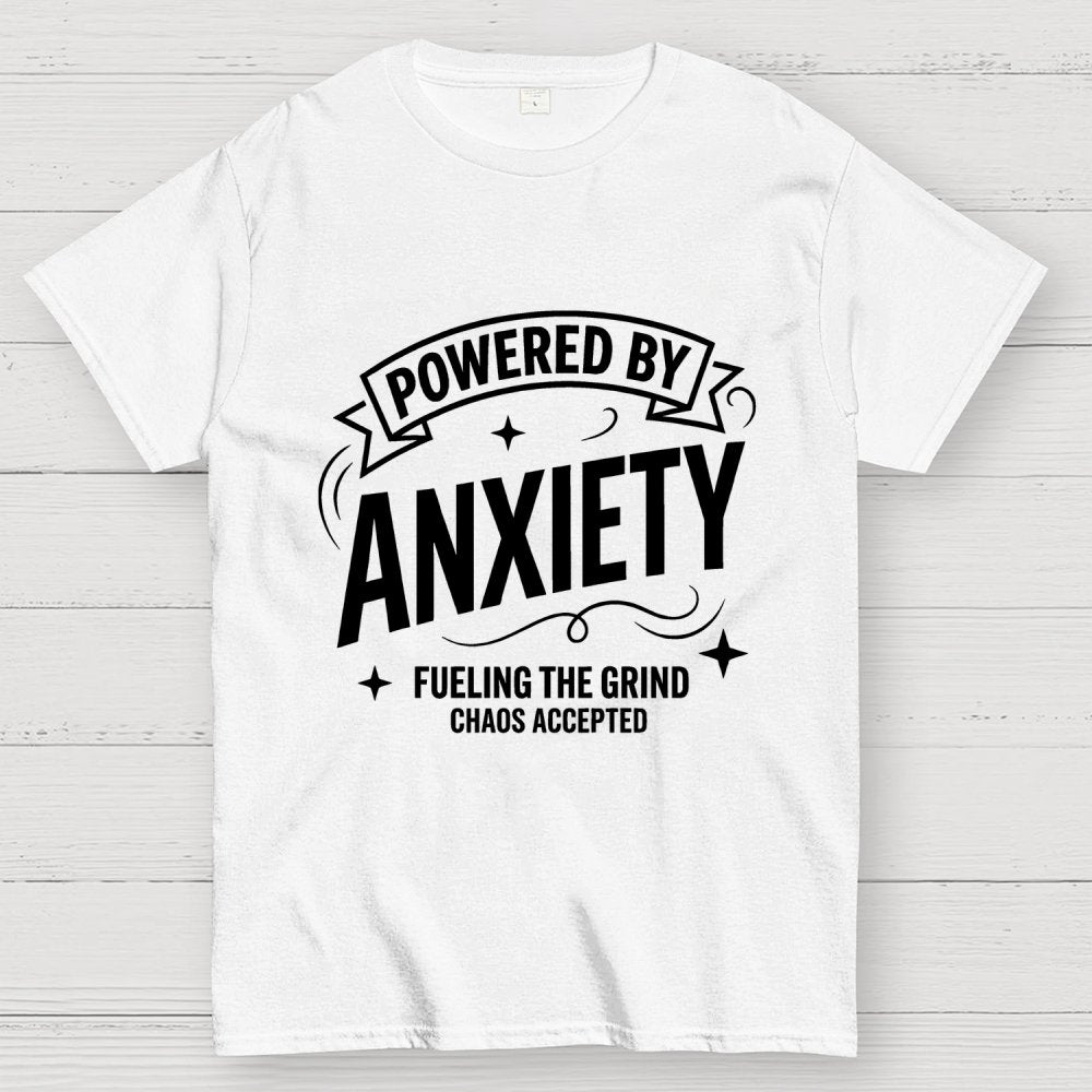 Powered By Anxiety Art Print Geek T-Shirt