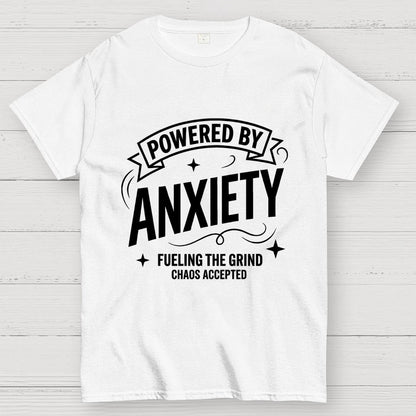 Powered By Anxiety Art Print Geek T-Shirt