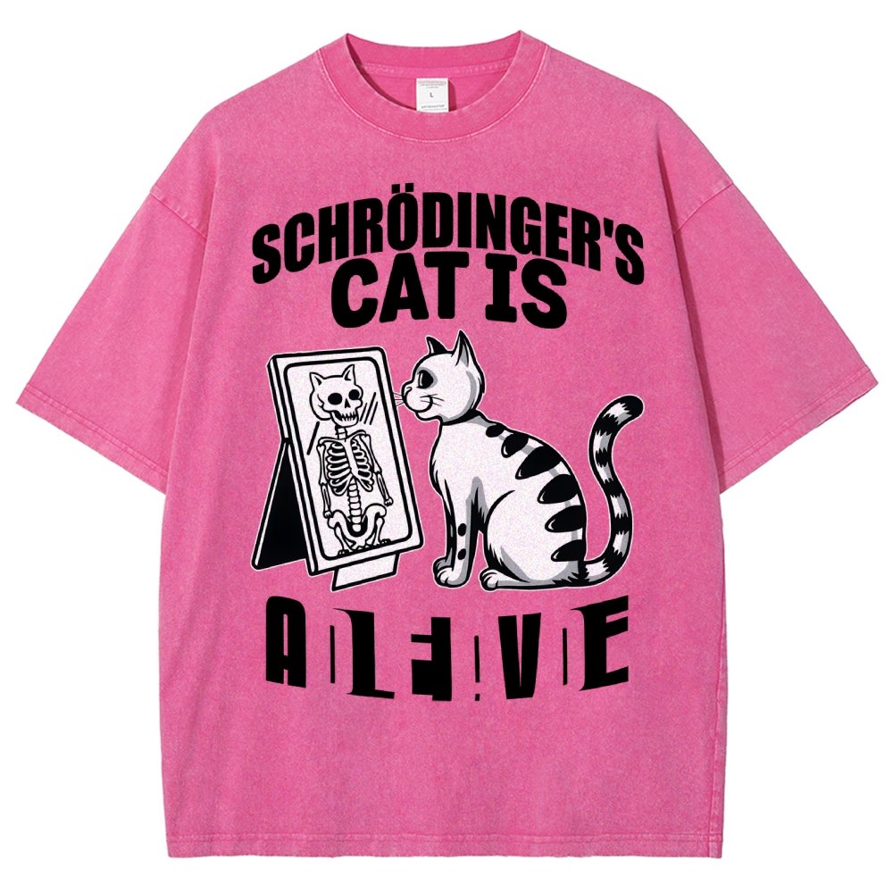 Schrödinger's Cat Dead And Alive Männer Vintage Distressed T-shirt
