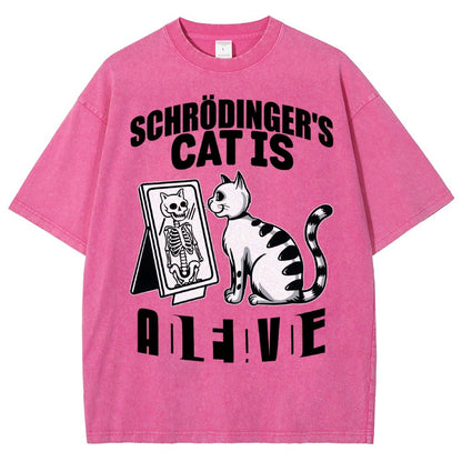 Schrödinger's Cat Dead And Alive Männer Vintage Distressed T-shirt