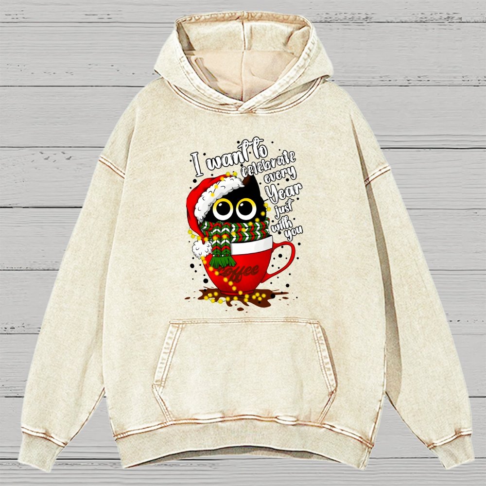 Christmas Cat Vintage Distressed Hoodie