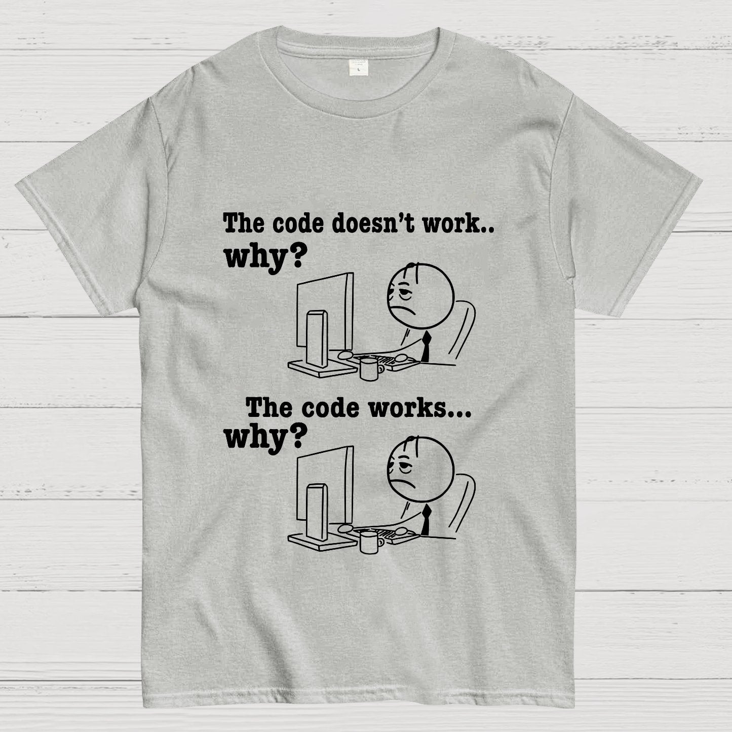 Programmer The Code Doesn't Work Why The Code Works Why Funny T-Shirt