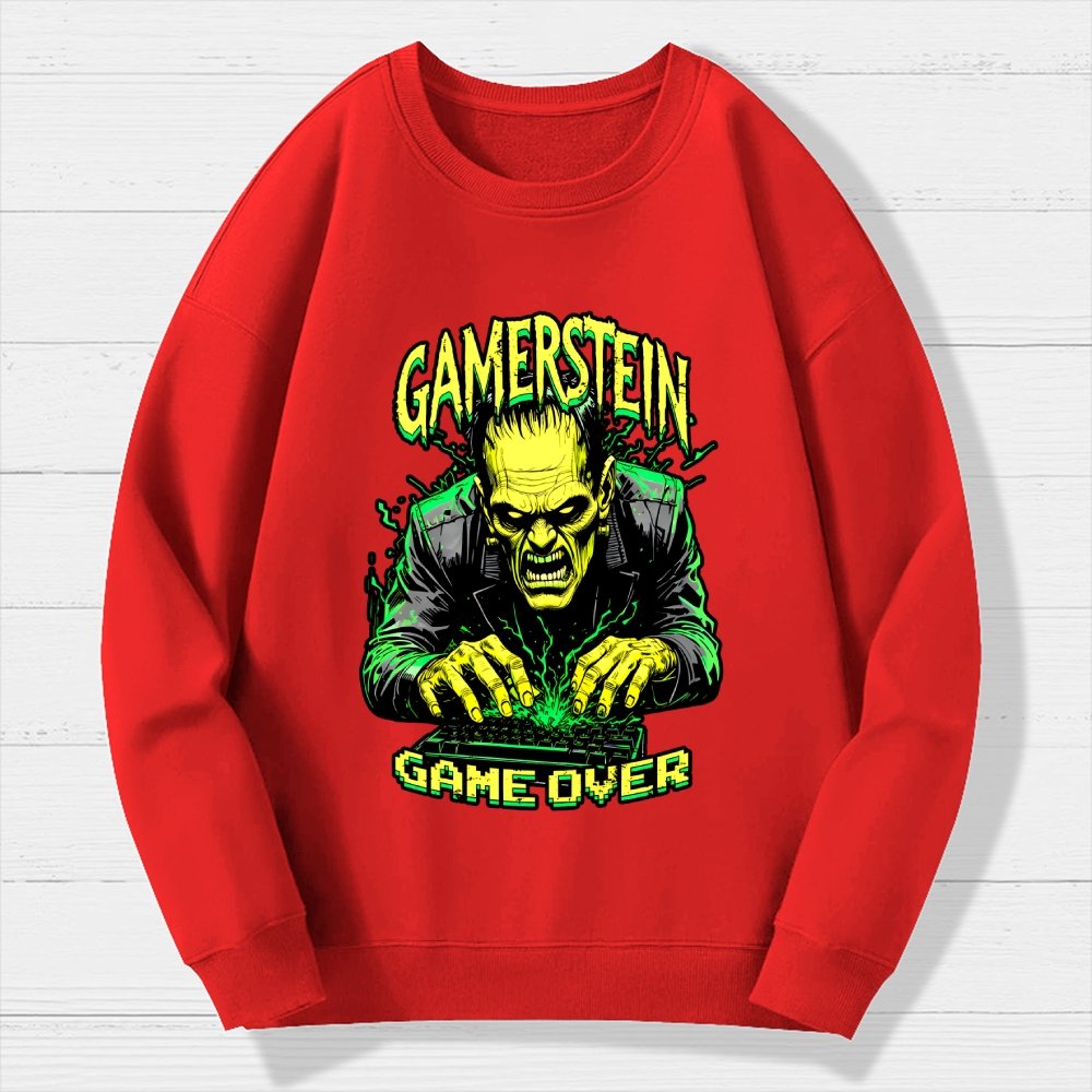 Gamerstein Game Over Funny Halloween Geek Cotton Sweatshirt