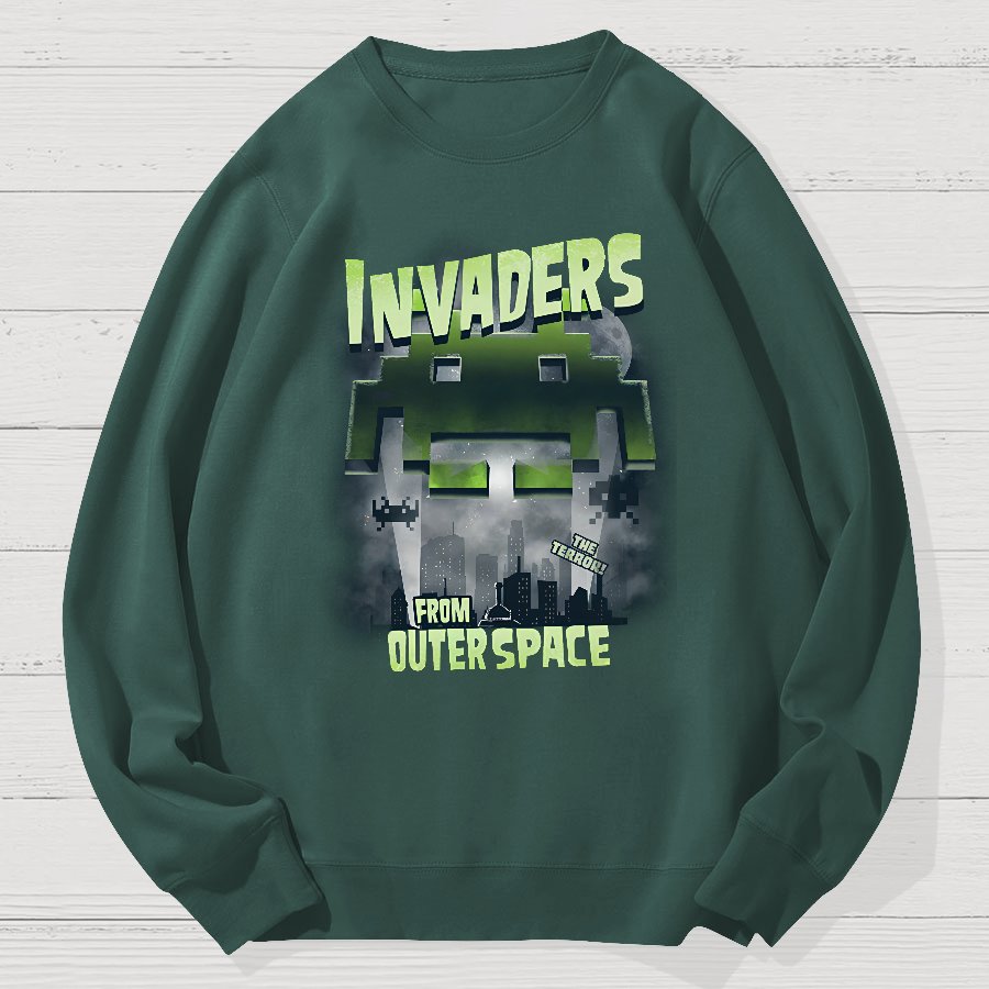 Invaders From Outer Space Geek Cotton Sweatshirt
