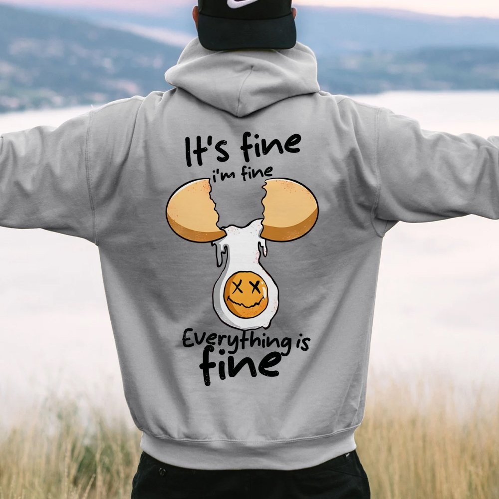 Everything is fine Printed Back Unisex Cotton Hoodie