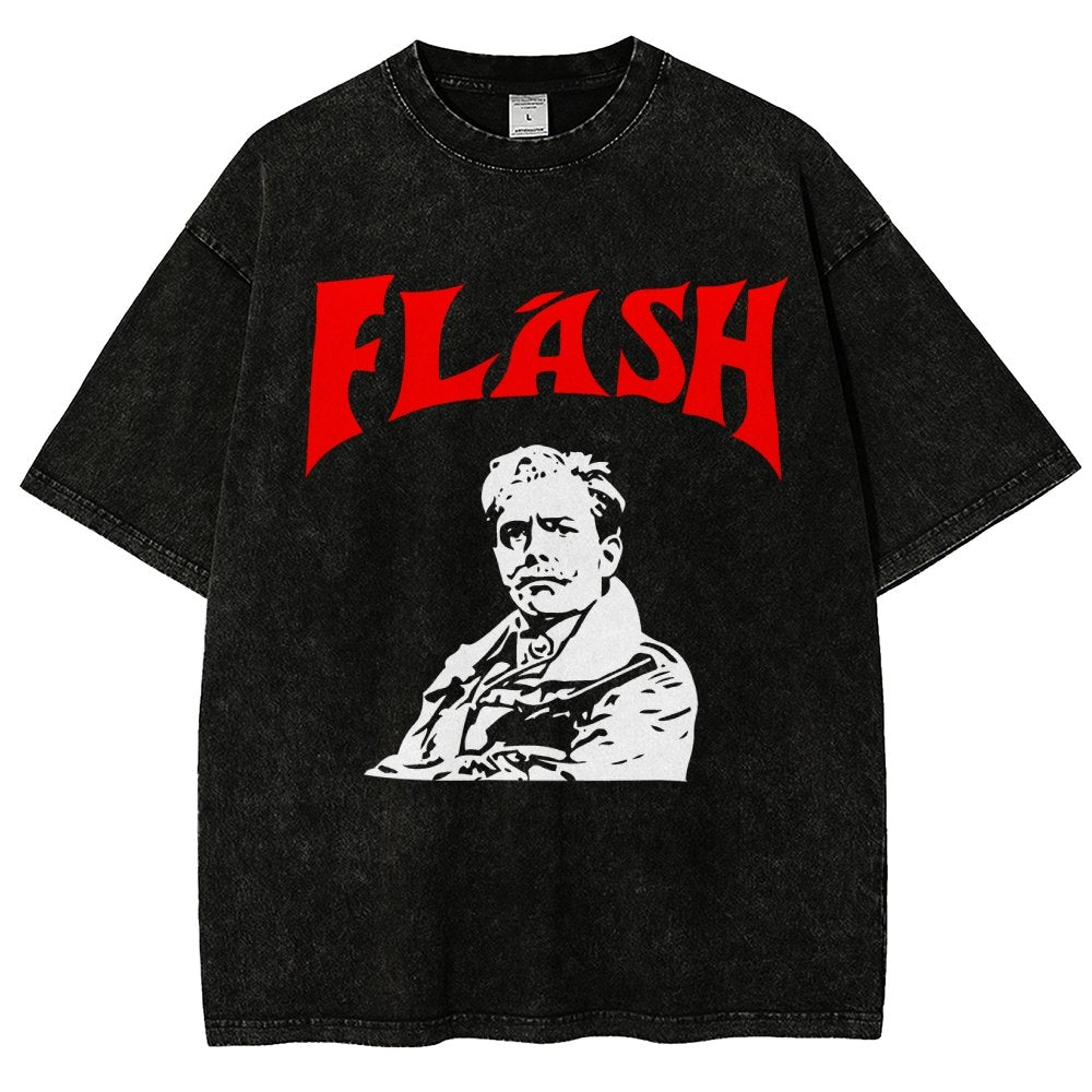 Mister Flashy Flash Spoof Ringer Vintage Distressed T-shirt