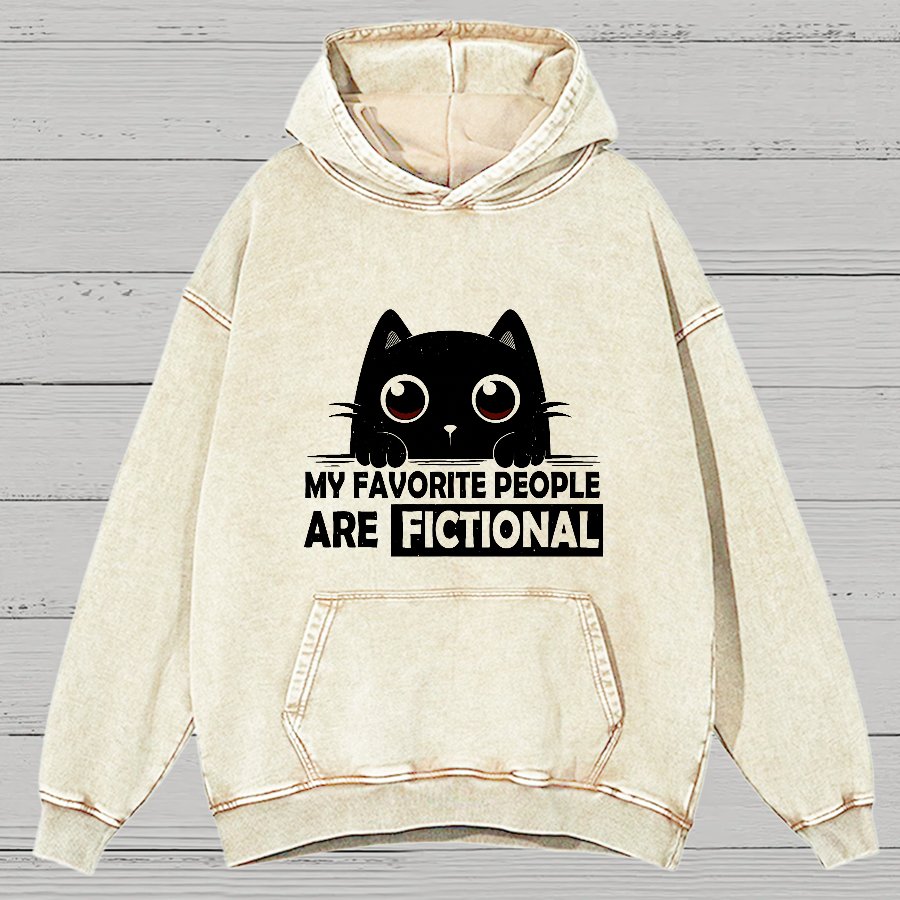 My Favorite People Are Fictional by Edesigns  Vintage Distressed Hoodie