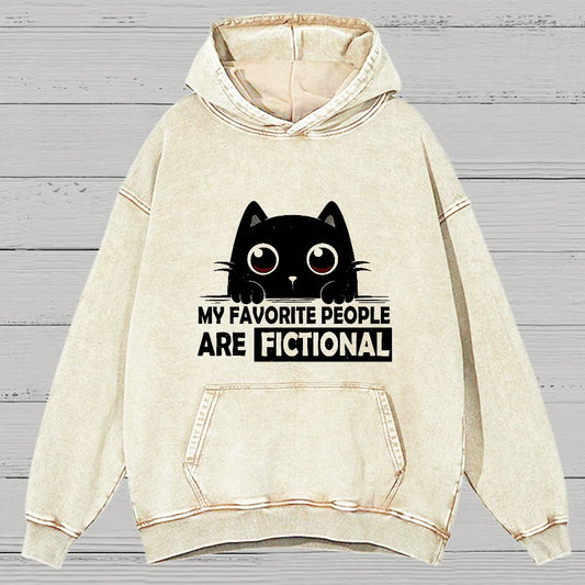 My Favorite People Are Fictional by Edesigns  Vintage Distressed Hoodie