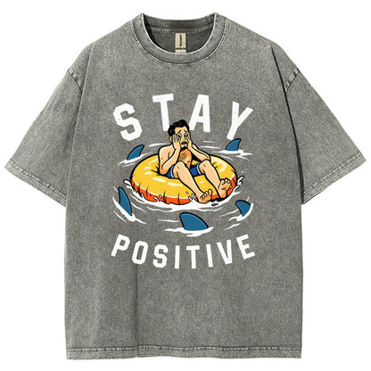 Try to Stay Positive! Vintage Distressed T-shirt