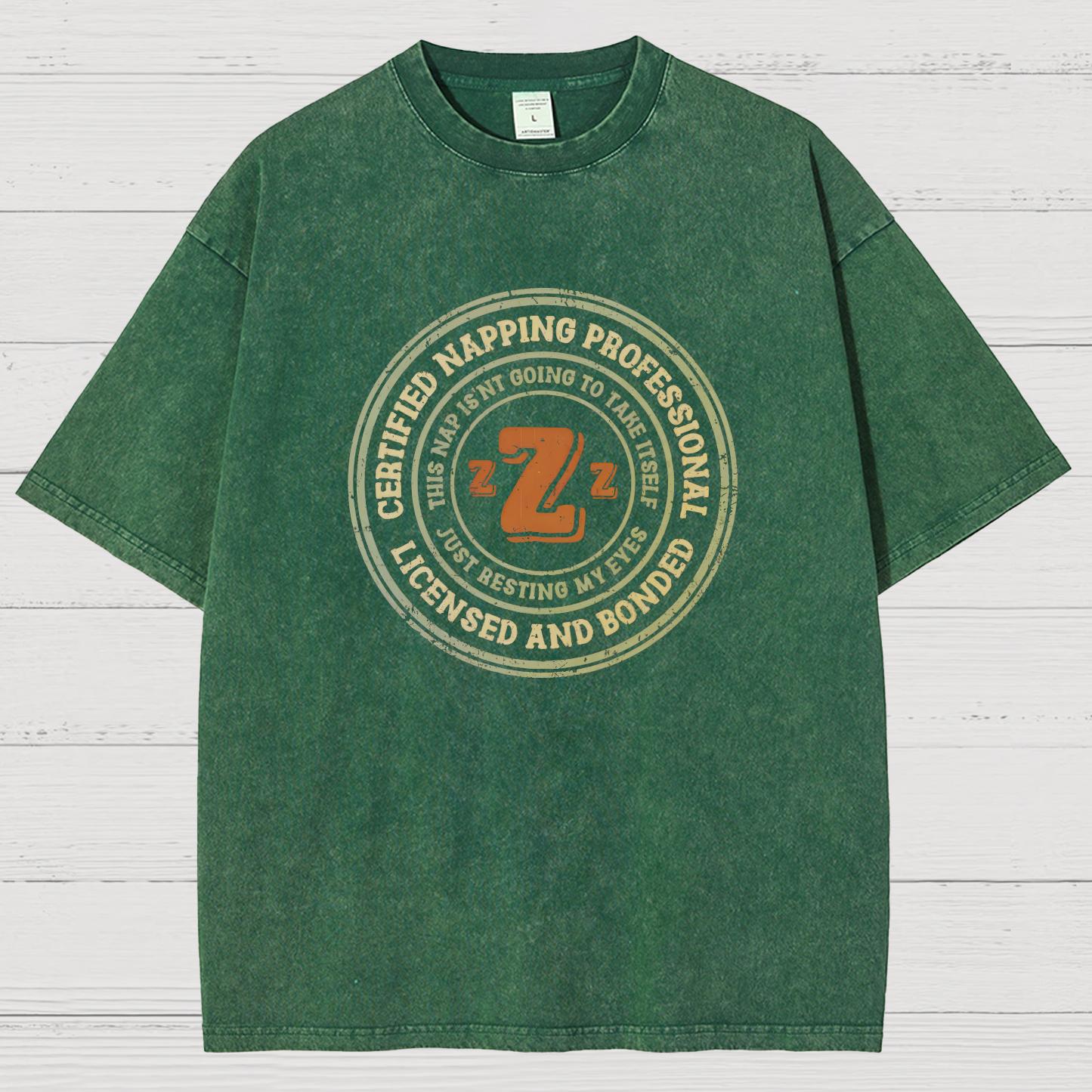 Certified Napping Professional Vintage Distressed T-shirt