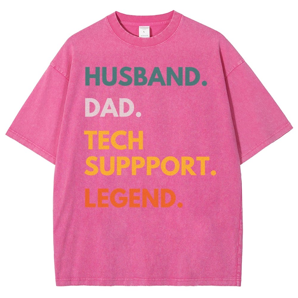 Husband Dad Tech Support Legend Funny It Father Essential Vintage Distressed T-shirt