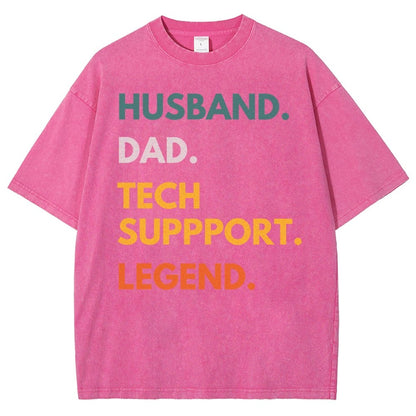 Husband Dad Tech Support Legend Funny It Father Essential Vintage Distressed T-shirt