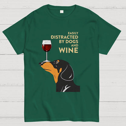 Easily Distracted By Dogs And Wine Geeky T-Shirt