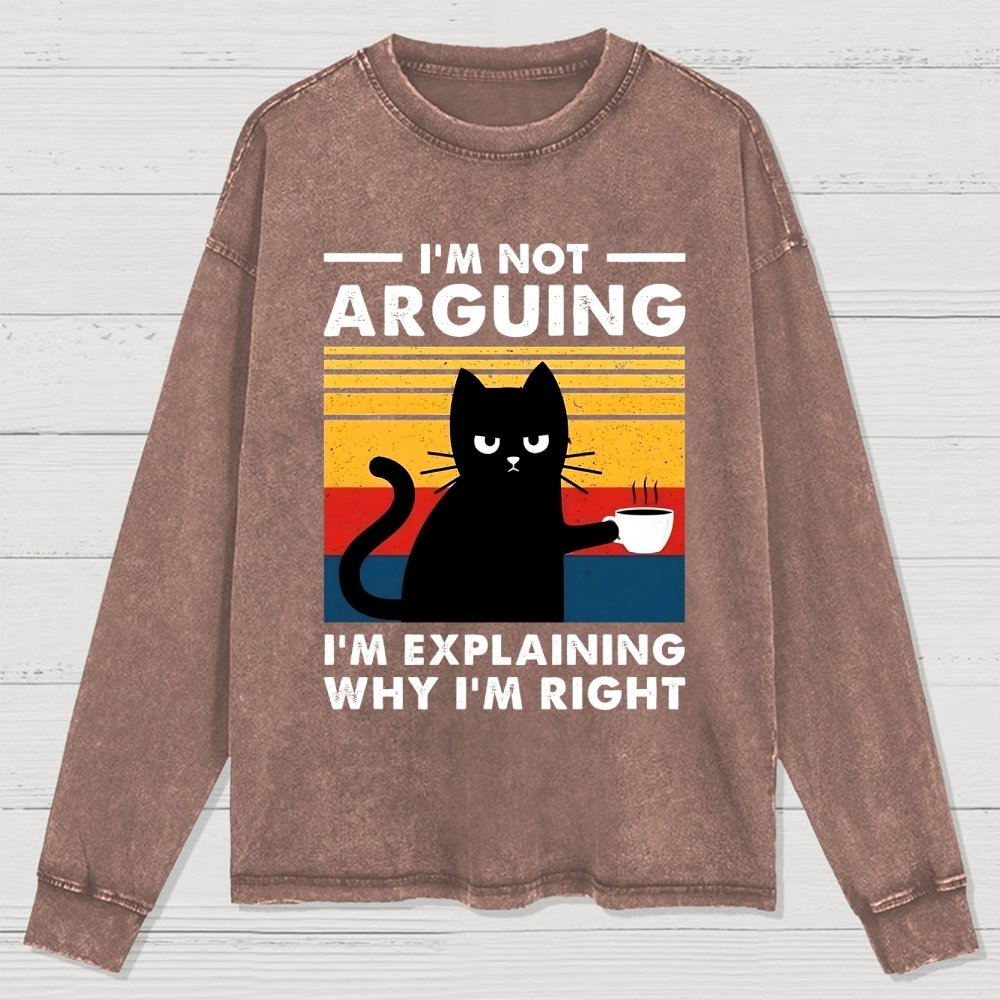 I'm Not Arguing Funny Cat Washed Long Sleeve Tee