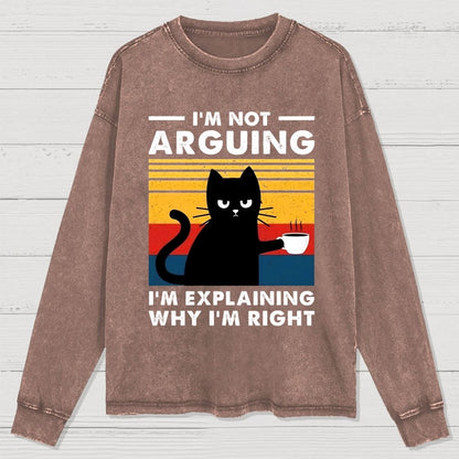 I'm Not Arguing Funny Cat Washed Long Sleeve Tee