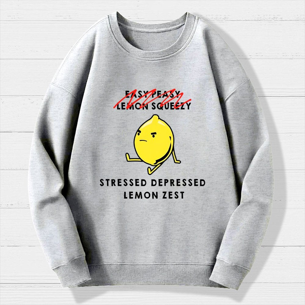 Stressed Depressed Lemon Zest Geek Cotton Sweatshirt