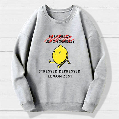Stressed Depressed Lemon Zest Geek Cotton Sweatshirt