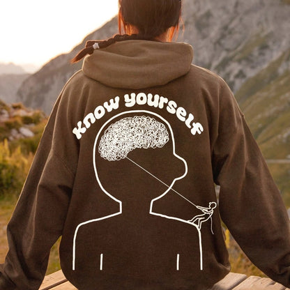 Vintage Mental Health Matters Graphic Print Printed Back Cotton Hoodie