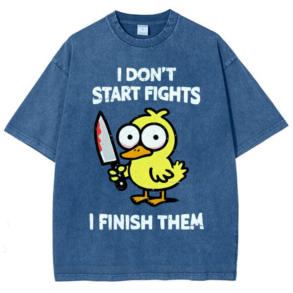 I Don't Start Fights Vintage Distressed T-shirt