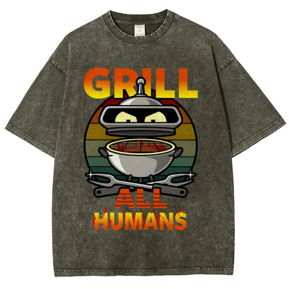 Grill All Humans Vintage Distressed T-shirt