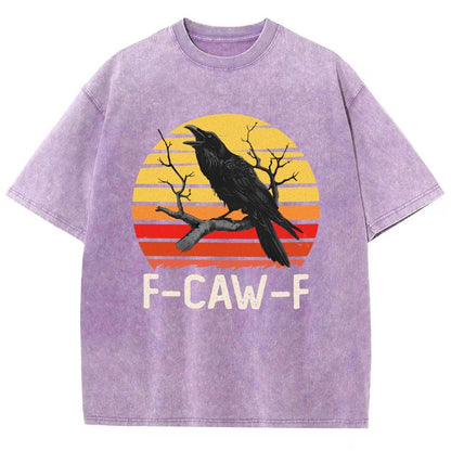 Retro Sunset F-Caw-F Black Bird Black Crow Vintage Distressed T-shirt