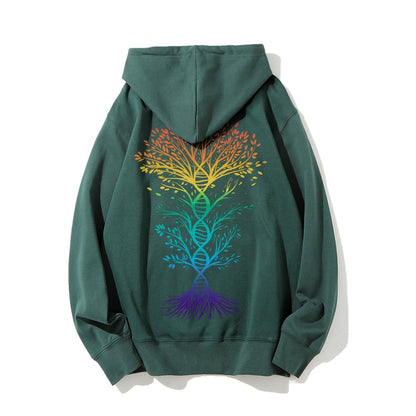 DNA Tree Of Life Science Printed Back Unisex Cotton Hoodie