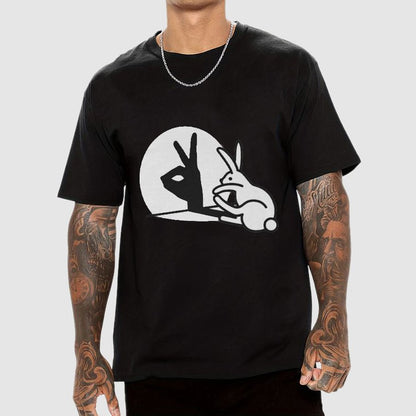 Funny Rabbit Hand Shadow Puppets Bunny Figure Pop Art Geeky T-Shirt