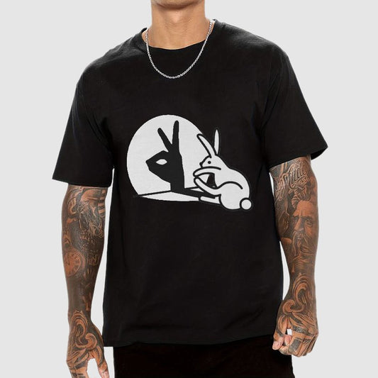 Funny Rabbit Hand Shadow Puppets Bunny Figure Pop Art Geeky T-Shirt