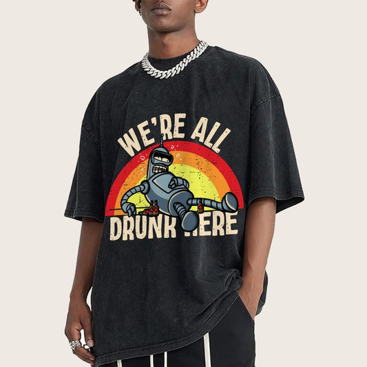 We're All Drunk Here Vintage Distressed T-shirt