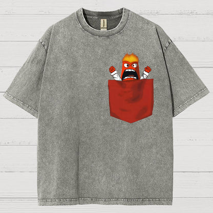 Angry Pocket Fire Monster Vintage Distressed T-shirt