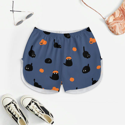 Halloween Pumpkin Black Cat Women's Geek Suspender Cami Set