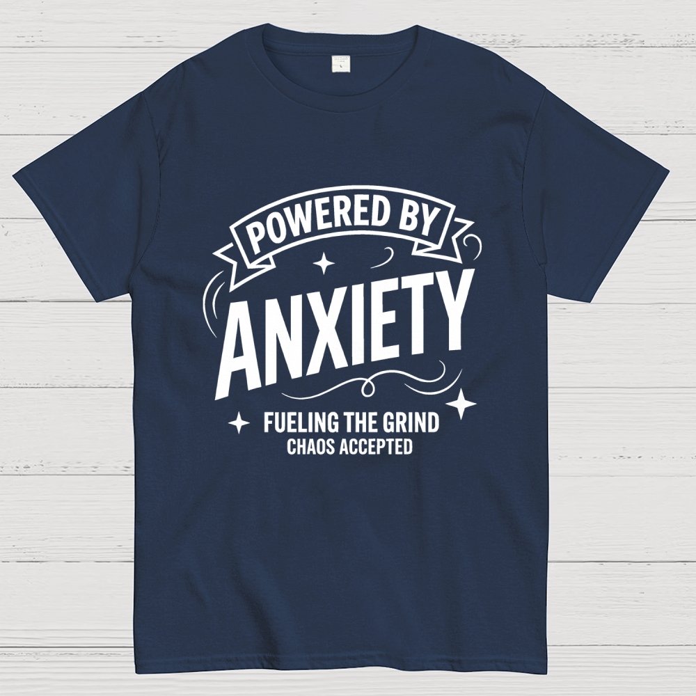 Powered By Anxiety Art Print Geek T-Shirt