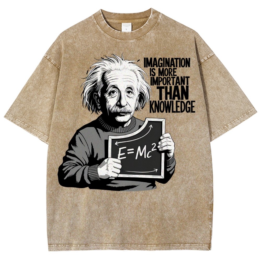 Imagination is more important than knowledge Vintage Distressed T-shirt