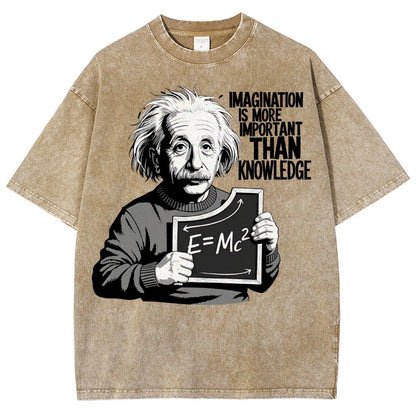Imagination is more important than knowledge Vintage Distressed T-shirt