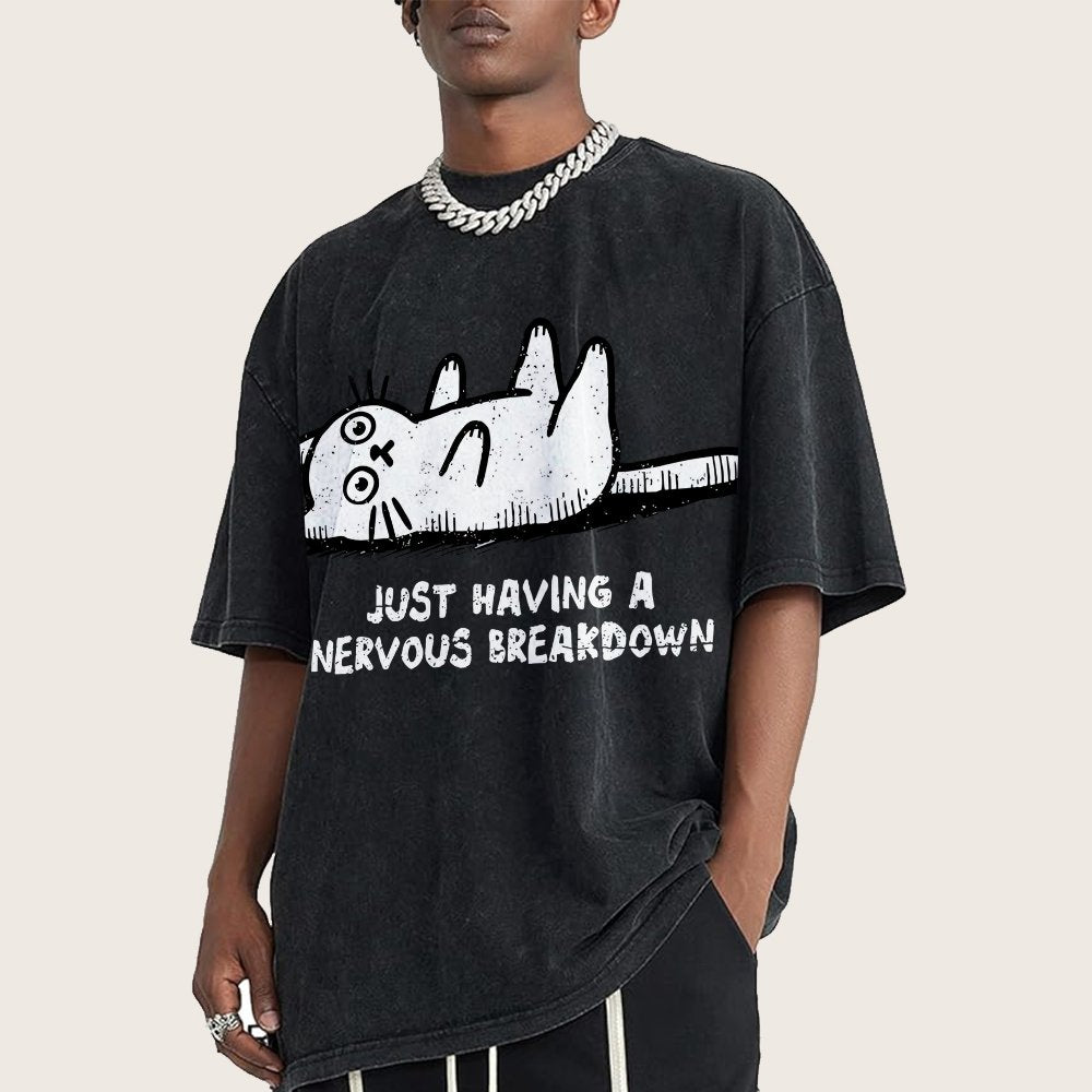 Nervous Breakdown Cat Vintage Distressed T-shirt