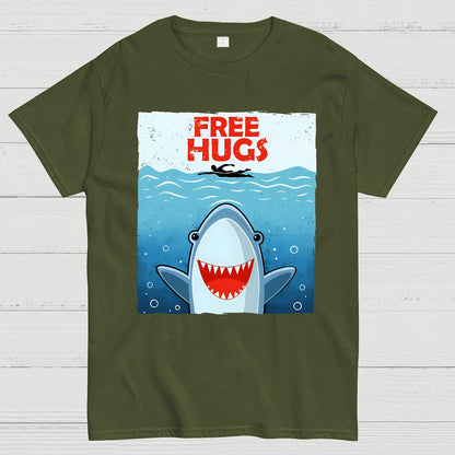 Free Shark Hugs Geek T-Shirt
