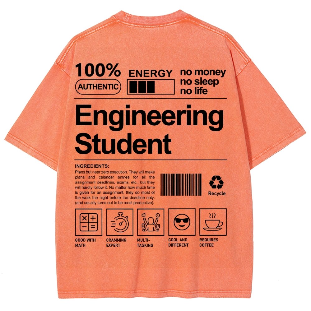 Engineering Student Unisex Fit Washed T-Shirt